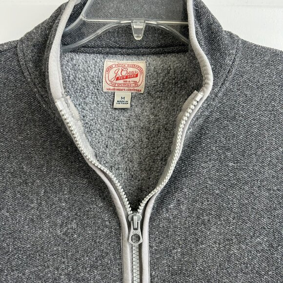 J Crew Sweater Men's Gray Long Sleeve 1/2 zip Pullover Medium Pockets Outdoors - Picture 9 of 9